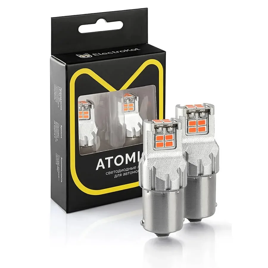 Лампа диодная ElectroKot 12V PR21W 12SMD 3020 (BA15S) Atomic красная кт. 2шт