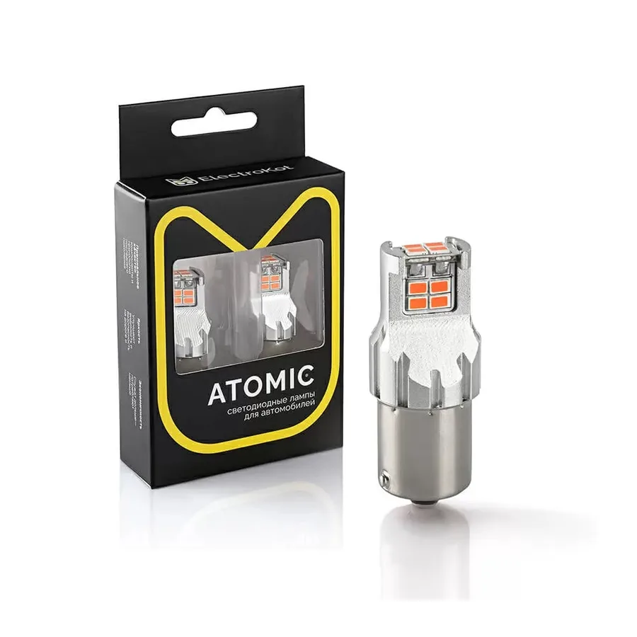 Лампа диодная ElectroKot 12V PR21W 12SMD 3020 (BA15S) Atomic красная кт. 2шт