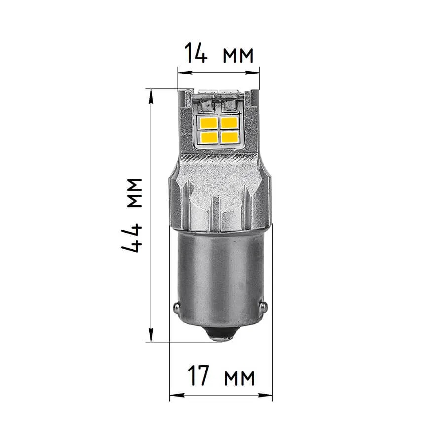 Лампа диодная ElectroKot 12V PY21W 12SMD 3020 (BA15S) Atomic оранжевая кт. 2шт