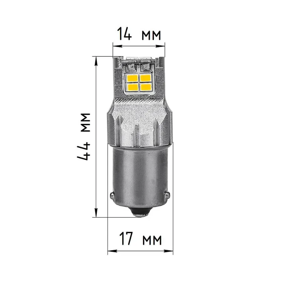 Лампа диодная ElectroKot 12V PY21W 12SMD 3020 (BA15S) Atomic оранжевая кт. 2шт