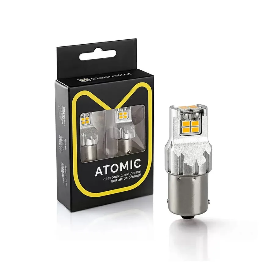Лампа диодная ElectroKot 12V PY21W 12SMD 3020 (BA15S) Atomic оранжевая кт. 2шт