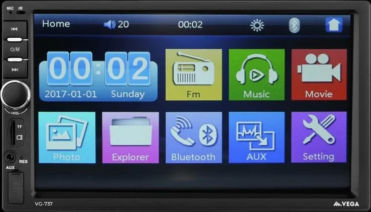 А/М 2DIN VEGA VG-737 2DIN TFT-дисплей 7 дюйма 4*45Вт (Bluetooth)