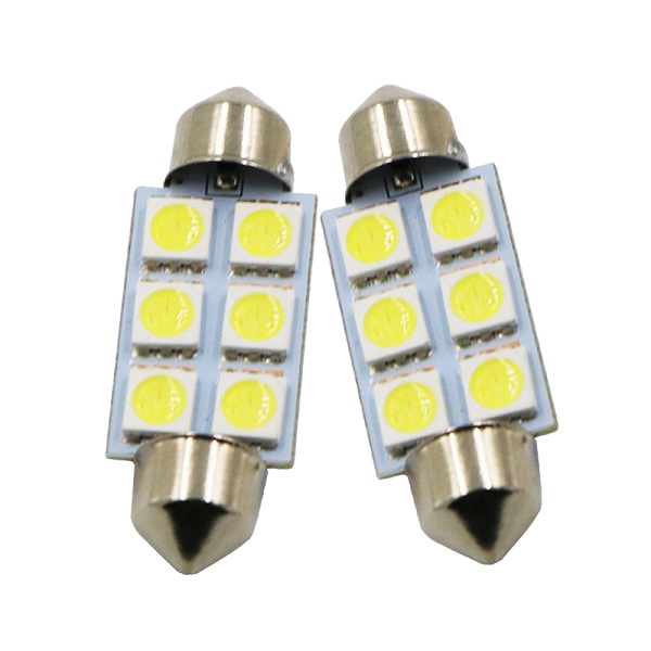 Лампа диодная 12V салон 2-х цок. 6SMD 31мм.