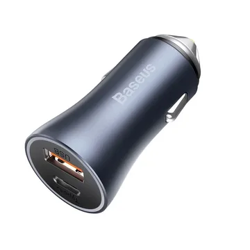 АЗУ USB порт BASEUS Golden Contactor Pro Dual, USB+USB-C, 3A, 40W
