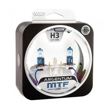 Лампа 12V MTF H3 55W Argentum+80% (Eurobox,2шт.)