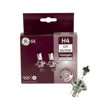 Лампа 12V GE H4 60/55W +60% Mega Light (Eurobox,2шт.) 1126