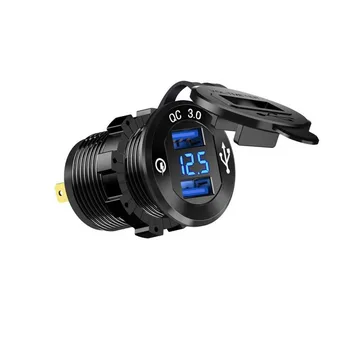 АЗУ врезное ун-ое 2USB 12V-24V QC-3.0 + вольтметр GH-WG8