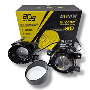 Фара противотуманная диодная линза RuZoom S19 VESTA /GRANTA FL + козырек  LED линз.  к-т-2шт.