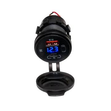 АЗУ врезное ун-ое CarLIVE USB PD30 12/24V QC3.0+вольтметр S610