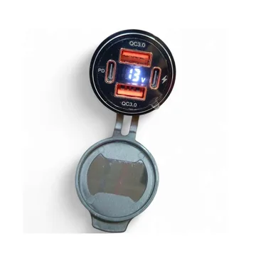 АЗУ врезное ун-ое CARLIVE 2USB 12-24V QC3.0 2 PD30W+вольтметр A5558