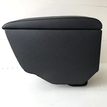Подлокотник кожаный Kia Rio III 2011-2017 с вставкой в подстаканник (черный, ПЕРФОРАЦИЯ)