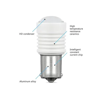 Лампа диодная 10-30V P21W 2.6ВТ 6SMD БЕЛАЯ (супер-яркая)