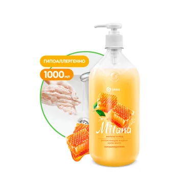 GraSS Крем-мыло жидкое увлажняющее "Milana молоко и мед" (флакон 1000 мл) 126101