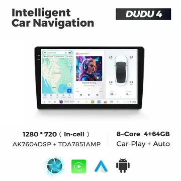 Автомагнитола DUDU4 (ANDROID 12) 9",8-ядер. 4GB-ОЗУ, 64GB, 4G-модем DSP
