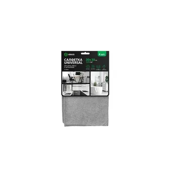 GraSS Салфетка микрофибра 30*30 4шт СЕРАЯ