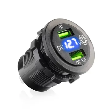 АЗУ врезное ун-ое 2USB 12V-24V QC-3.0 + вольтметр SC19