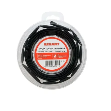 Трубка термоусадочная клеевая REXANT 4.0/2,0 черная (блистер 2.4м)