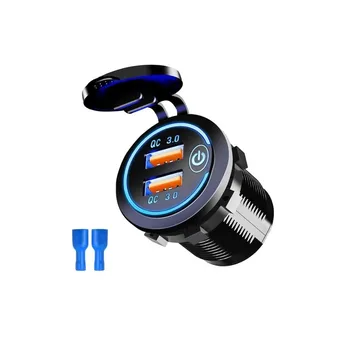АЗУ врезное ун-ое 2USB 12V-24V QC-3.0 + вольтметр GH-DS9
