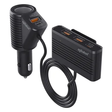 Разветлитель прикур. Eplutus 1гн. FC-225 + 3USB, 2Type C