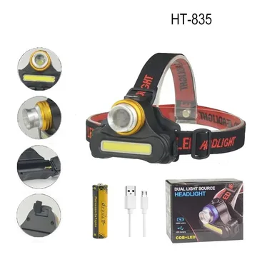 Фонарик налобный HT-835 (зарядка через microUSB)