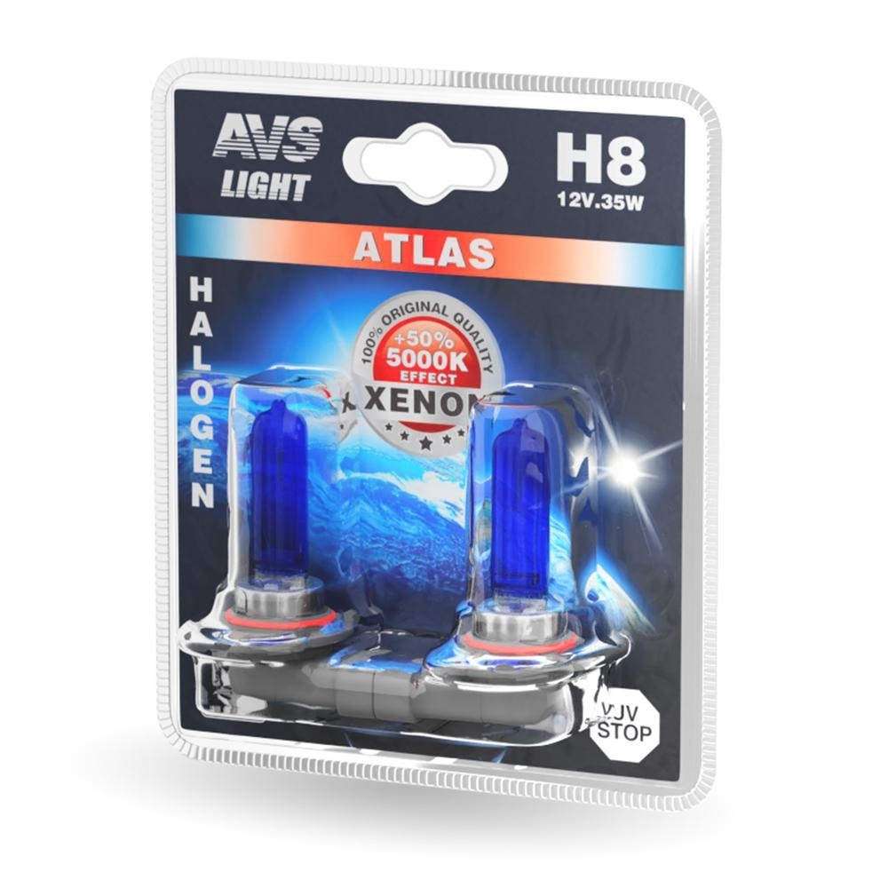 Лампа 12V AVS ATLAS H8 35W 5000K (Блистер 2шт.)