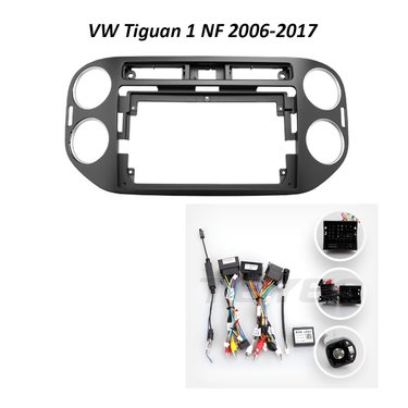 Установочный к-т для штатной а/м 9" VW Tiguan 1 NF 2006-2017 + проводка CAN (BLACK)